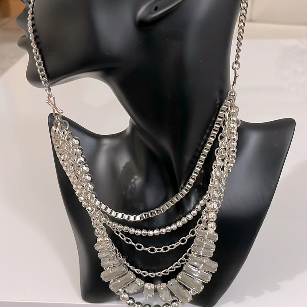 Necklace… a whole lot of silver bling!… 13 inches